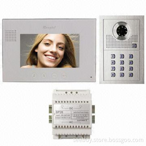 Wired Video Doorphone/Villa Set, Outdoor + Monitor + Power Supply with 15V Voltage, Water-resistant